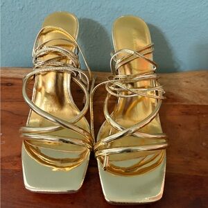 Gold Strappy Women's Heels